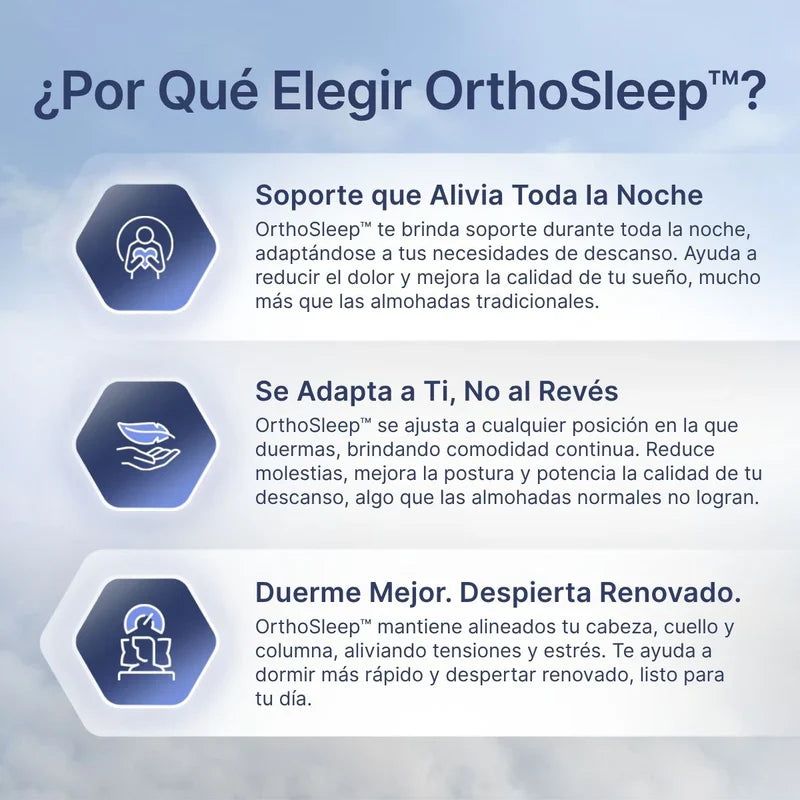 2X1 OrthoSleep™- Almohada Ortopédica de Soporte Ergonómico y Alivio Cervical